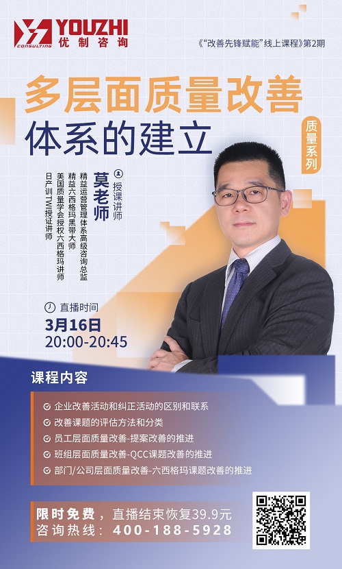 【優制咨詢直播微課】3月16日:多層面質量改善體系的建立 【優制咨詢直播微課】3月16日:多層面質量改善體系的建立
